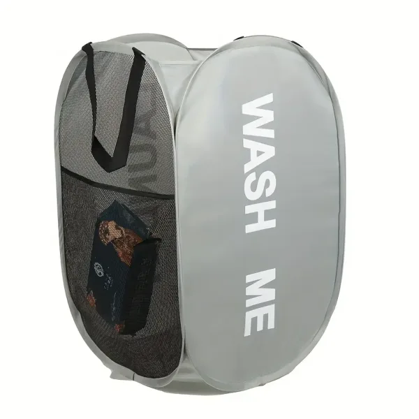 Panier à linge pliable gris portable avec poignées