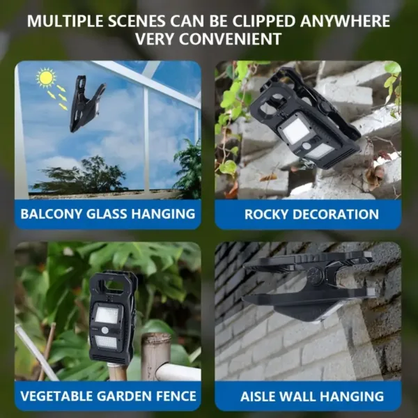 Projecteur solaire à clip avec détecteur de mouvement pour jardin, balcon ou entrée de maison – idéal pour l’éclairage extérieur au Maroc