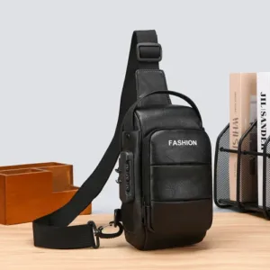 Sac bandoulière noir élégant et sécurisé pour homme – Maroc
