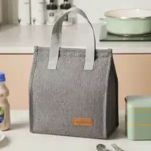 Sac isotherme repas gris élégant avec poignées renforcées