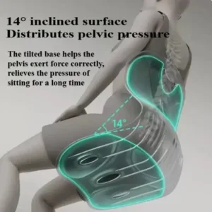 Siège ergonomique incliné 14 degrés pour soulager la pression pelvienne