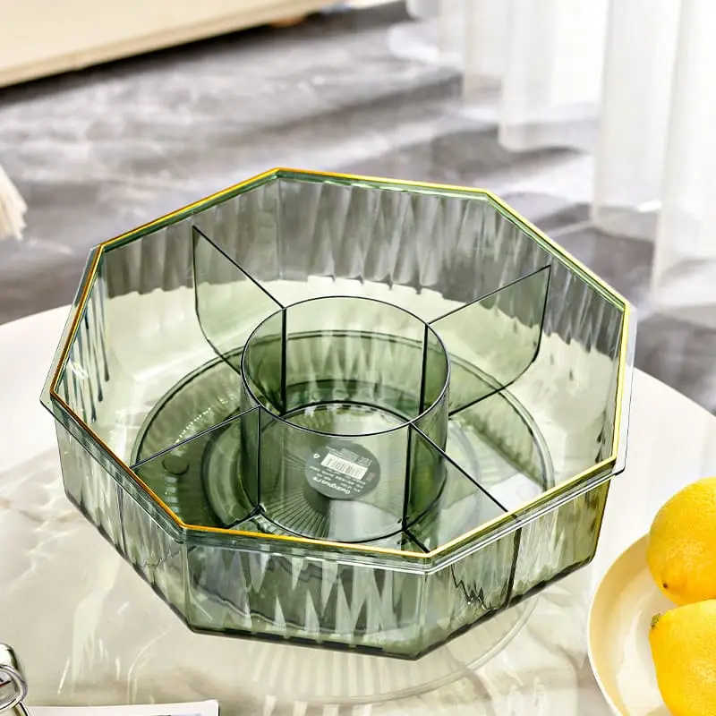 boite-de-rangement-a-compartiments-octogonale Boîte à compartiments octogonale transparente avec couvercle doré – Babouti.ma