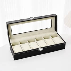 Boîte de rangement pour 6 montres en cuir