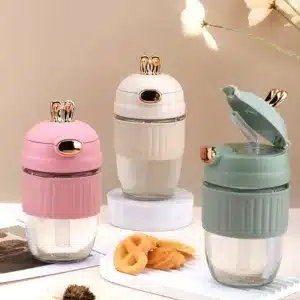 Bouteilles à eau élégantes 400 ml avec couvercle doré et paille intégrée