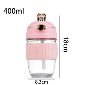 Bouteilles à eau élégantes 400 ml avec couvercle doré et paille intégrée