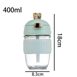 Bouteilles à eau élégantes 400 ml avec couvercle doré et paille intégrée