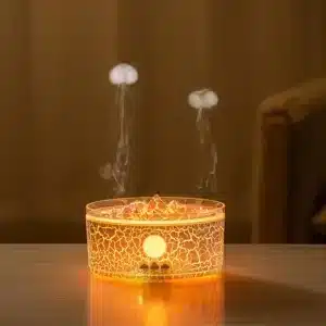 diffuseur huiles essentielles effet braises LED avec brume et lumière colorée pour ambiance relaxante au Maroc