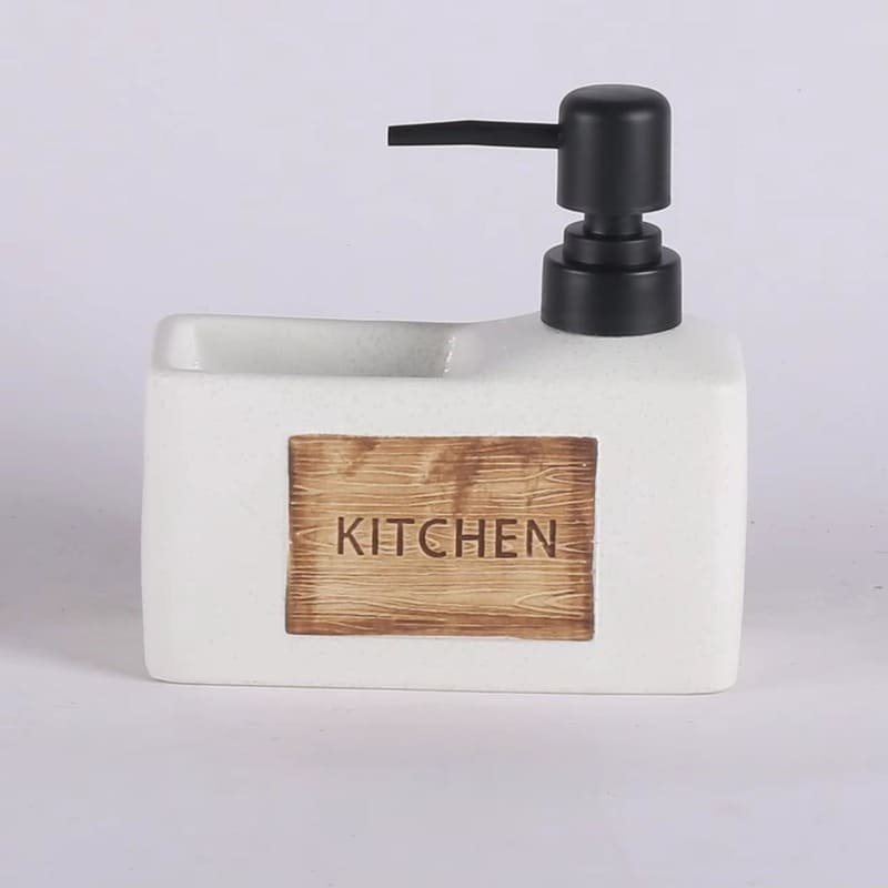 distributeur-de-savon-en-ceramique-blanc Distributeur de savon en céramique avec compartiment éponge noir – Babouti.ma