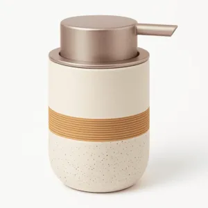 Distributeur de savon liquide style scandinave en céramique avec pompe métallique pour salle de bain moderne au Maroc