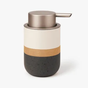 Distributeur de savon liquide style scandinave en céramique avec pompe métallique pour salle de bain moderne au Maroc