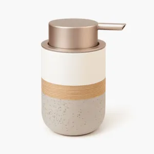 Distributeur de savon liquide style scandinave en céramique avec pompe métallique pour salle de bain moderne au Maroc