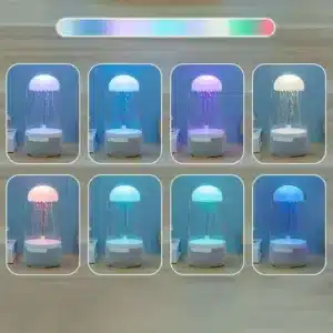 Enceinte Bluetooth LED méduse lumineuse avec lumière RGB changeante et son surround 360 pour décoration intérieure au Maroc