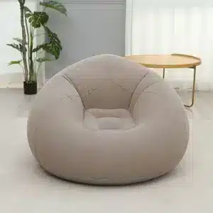 Fauteuil gonflable type bean bag gris doux pour détente à la maison – design ergonomique et confortable – Maroc