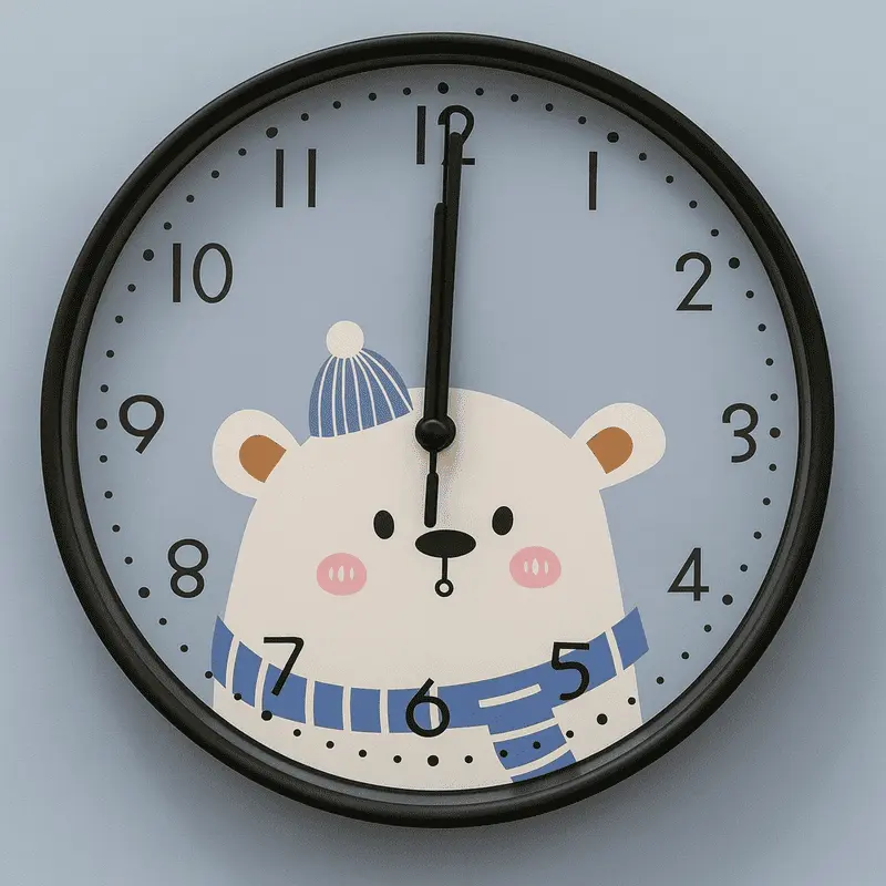 horloge-murale-enfant-motif-ours-bleu Horloge murale enfant motif ours polaire avec bonnet bleu