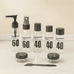 Kit de voyage 8 pièces avec bouteilles rechargeables Beauty Traveler 40 ml et 60 ml – Babouti.ma