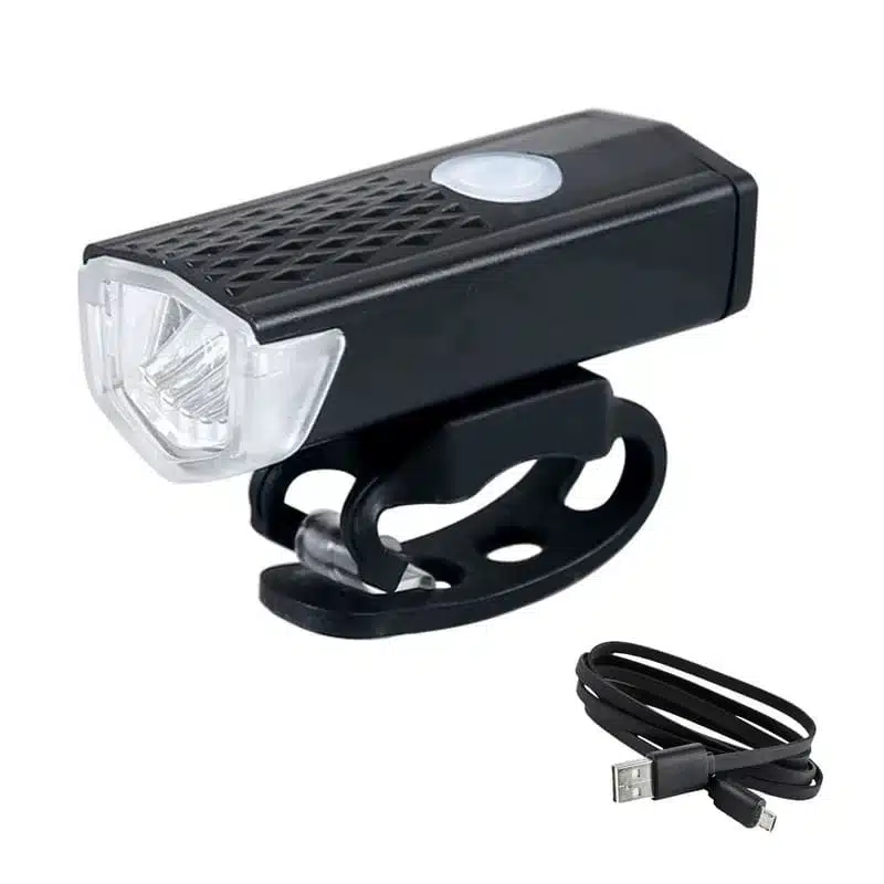 lampe-avant-velo-led-rechargeable Lampe avant LED rechargeable pour vélo – étanche, légère, montage facile – sécurité vélo nuit Maroc