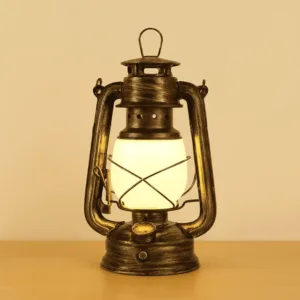 Lampe vintage LED rechargeable style lanterne dorée – Babouti.ma