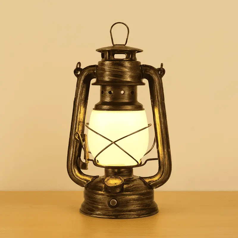 lampe-vintage-led-style-lanterne-dore Lampe vintage LED rechargeable style lanterne dorée – Babouti.ma