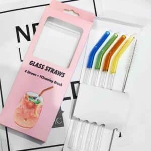 Pailles en verre réutilisables avec brosse de nettoyage 4 pièces – Babouti.ma