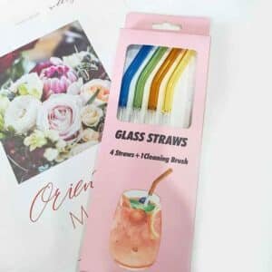 pailles en verre réutilisables 4 pièces