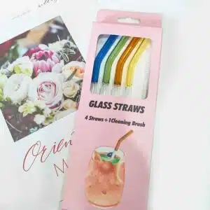 pailles en verre réutilisables 4 pièces