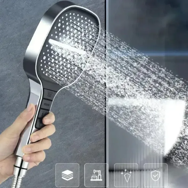 Pomme de douche carrée noire multifonction 7 modes – Babouti.ma