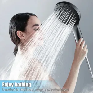 Pomme de douche noire multifonction 7 modes – Babouti.ma