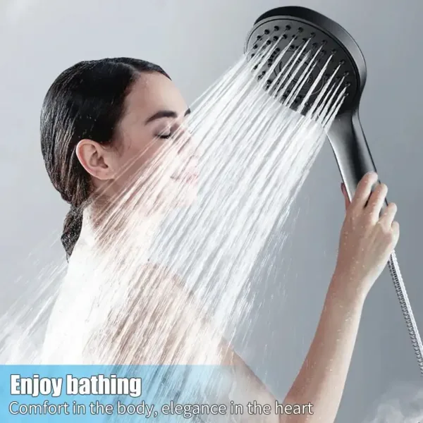 Pomme de douche noire multifonction 7 modes – Babouti.ma