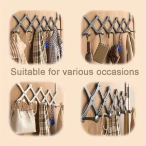 Porte manteau extensible à suspendre sur porte avec crochets en aluminium