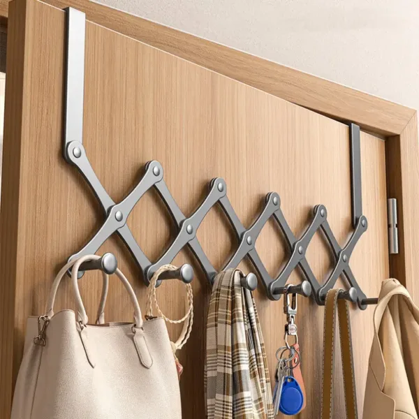 Porte manteau extensible à suspendre sur porte avec crochets en aluminium