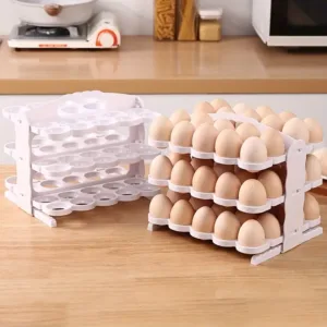 1️⃣ Support rangement œufs empilable 3 niveaux 30 pièces pour réfrigérateur – Maroc