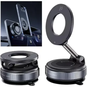 Support téléphone voiture magnétique rotatif 360 degrés, fixation stable pour tableau de bord au Maroc