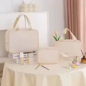 Trousse de toilette femme – pochette maquillage imperméable en lot de 3 tailles pour rangement voyage et salle de bain