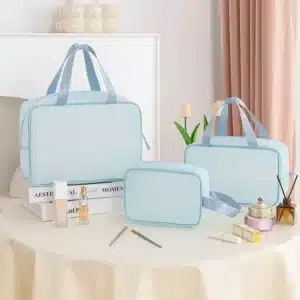 Trousse de toilette femme – pochette maquillage imperméable en lot de 3 tailles pour rangement voyage et salle de bain