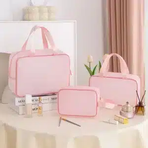 Trousse de toilette femme – pochette maquillage imperméable en lot de 3 tailles pour rangement voyage et salle de bain