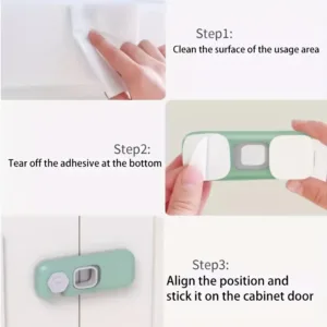 Verrou de sécurité pour enfants 360° adhésif vert menthe – Protection tiroirs et portes Maroc