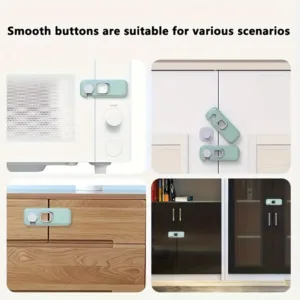 Verrou de sécurité pour enfants 360° adhésif vert menthe – Protection tiroirs et portes Maroc
