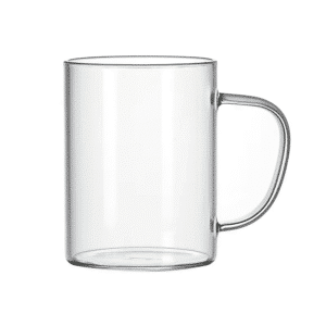Tasse transparente en verre avec poignée simple