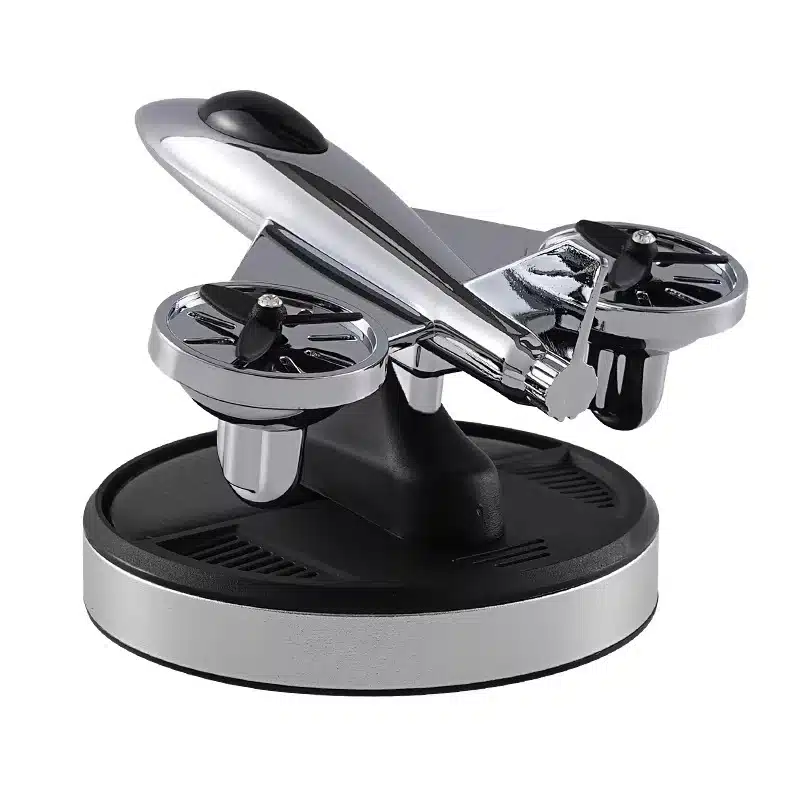 desodorisant-voiture-avion-rotatif-solaire-argent Désodorisant voiture avion rotatif solaire