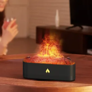 Diffuseur huiles essentielles effet cheminée 3D couleur blanc – flamme LED réaliste