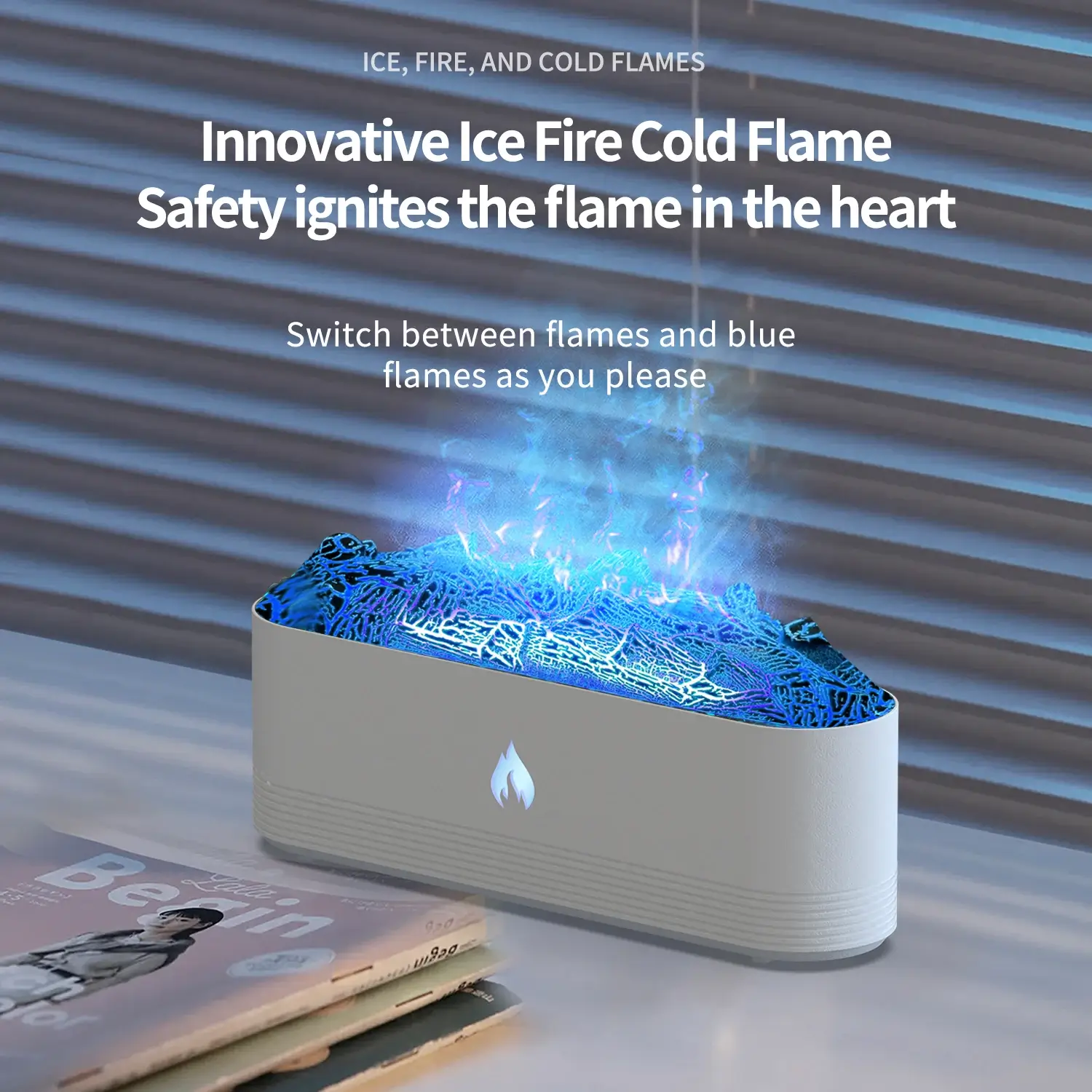 diffuseur-huiles-essentielles-effet-cheminee-3d Diffuseur huiles essentielles effet cheminée 3D couleur blanc – flamme LED réaliste