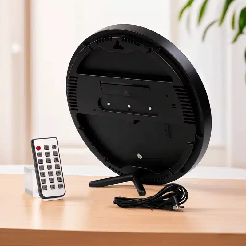 horloge-murale-led-ronde-avec-telecommande-1 Horloge murale LED ronde 26cm avec télécommande – affichage heure et météo