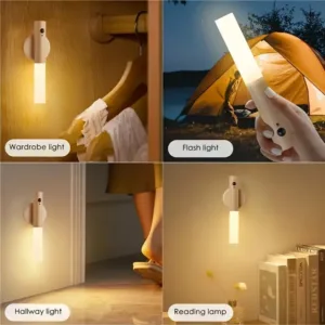 Lampe LED magnétique en bois fixée au mur avec lumière chaude
