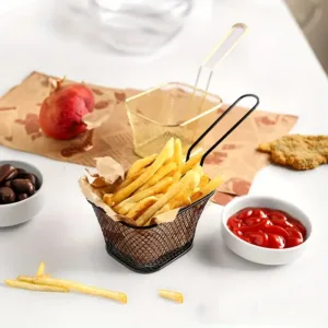 Mini panier de présentation en métal noir pour frites et snacks