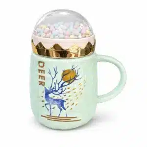 mug céramique design cerf avec couvercle