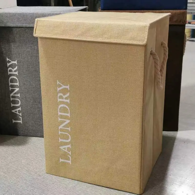 panier-a-linge-rectangulaire-avec-couvercle-beige Panier à Linge Rectangulaire avec Couvercle