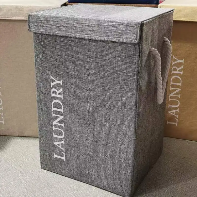 panier-a-linge-rectangulaire-avec-couvercle-gris Panier à Linge Rectangulaire avec Couvercle