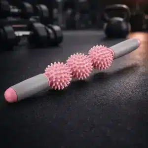 Rouleau de massage manuel à 3 balles picots rose