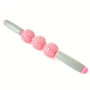 Rouleau de massage manuel à 3 balles picots rose