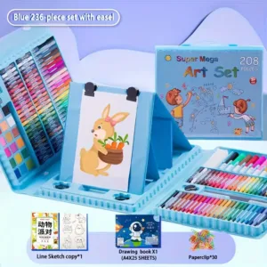 Set de dessin 208 pièces pour enfants - Bleu